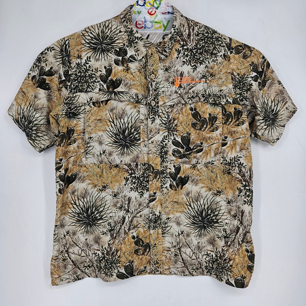 GameGuard Shirt Mens 2XL Cactus Camouflage Fishing Short Sleeve Outdoor